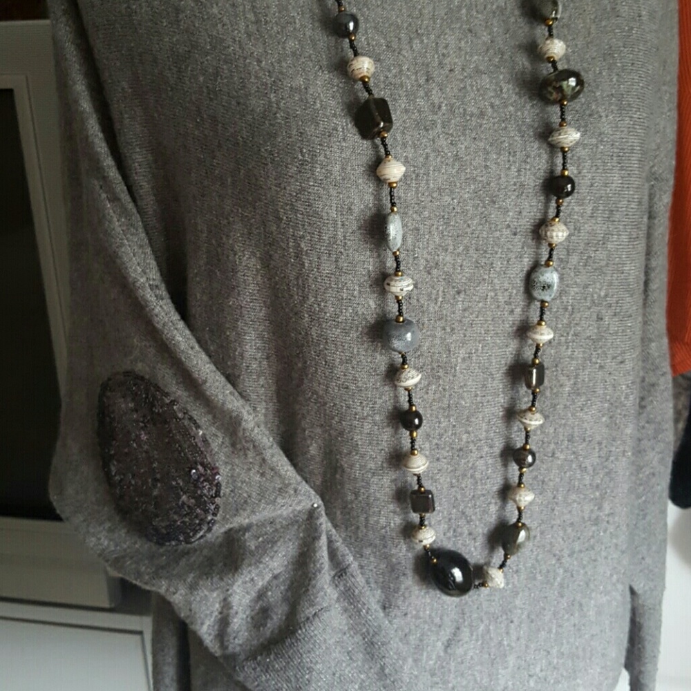 Sequin elbow "patch" sweater